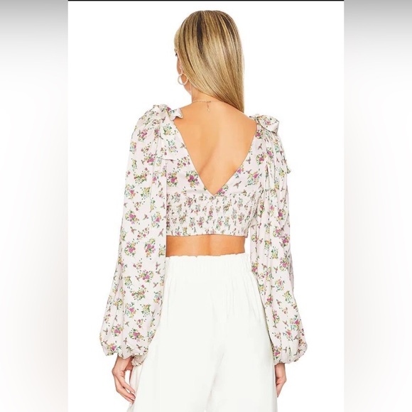 ✨ NWOT For Love & Lemons Tanya Crop Top M Satin Boned Bust $144 - Picture 3 of 13